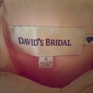 Fun blush pink David’s Bridal dress